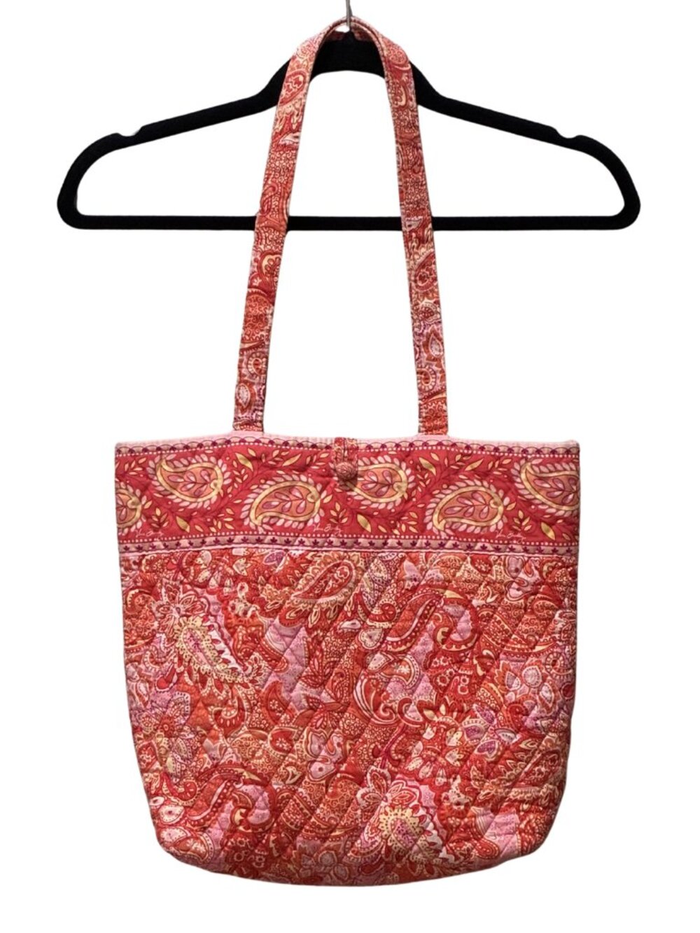 Retired Vera Bradley 2000's Whimsy Orange Pink Paisley Sherbet Cotton Tote Bag